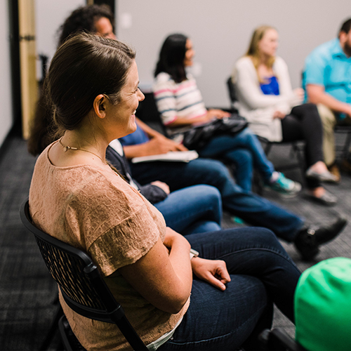 Sunday morning Bible class at First Colony Church of Christ in Sugar Land, Texas, where people gather to study Scripture, grow in faith, and build meaningful relationships.